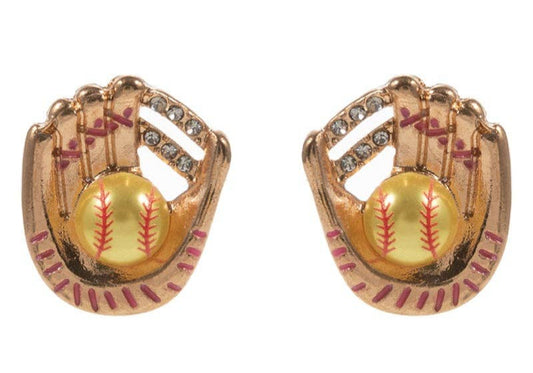 softball glove pearl earrings