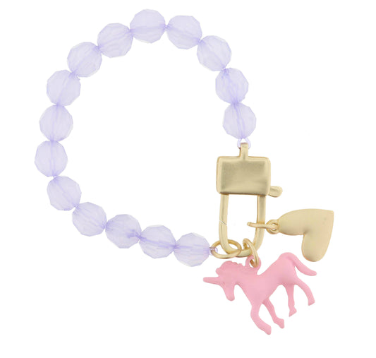 KIDS lavender unicorn charm bracelet