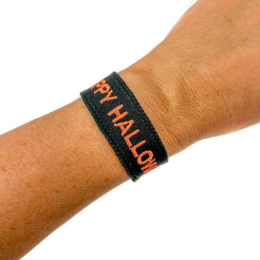 Happy Halloween Embroidered Woven Bracelet