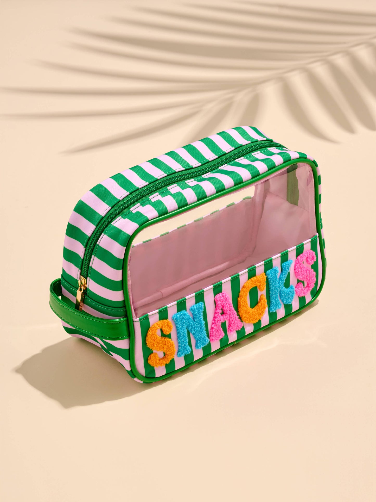 "SNACKS" ZIP POUCH,GREEN