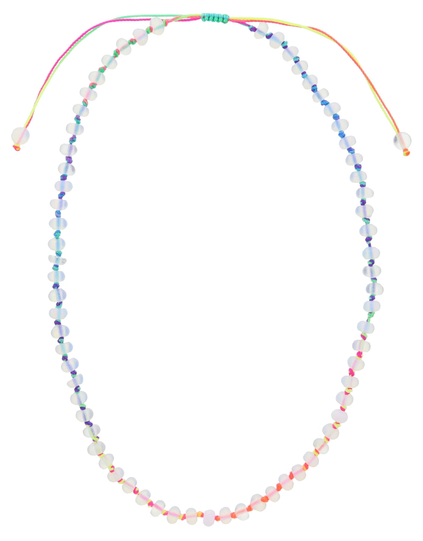 KIDS bright rainbow knotted thread & opalite adjustable beaded necklace