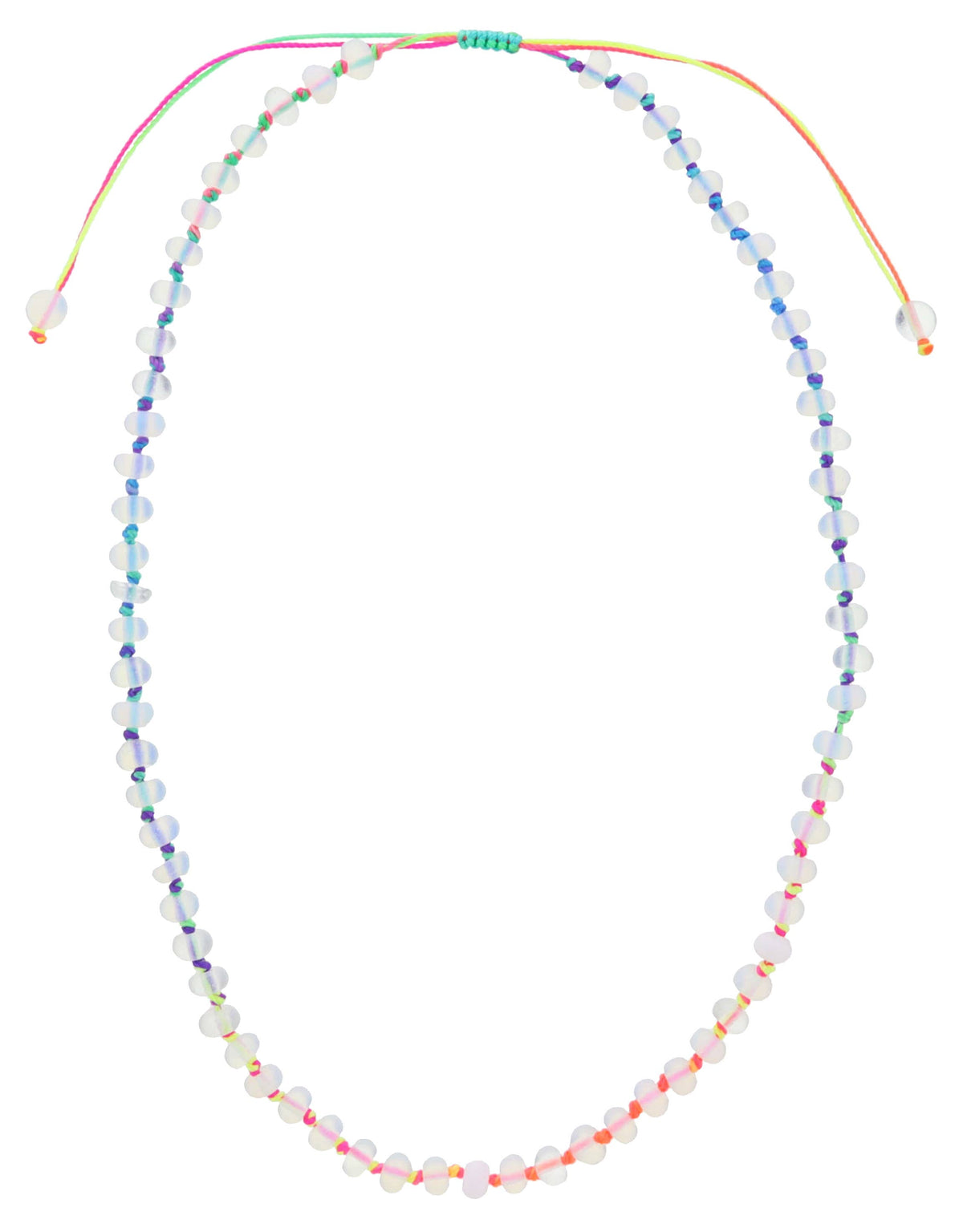 KIDS bright rainbow knotted thread & opalite adjustable beaded necklace