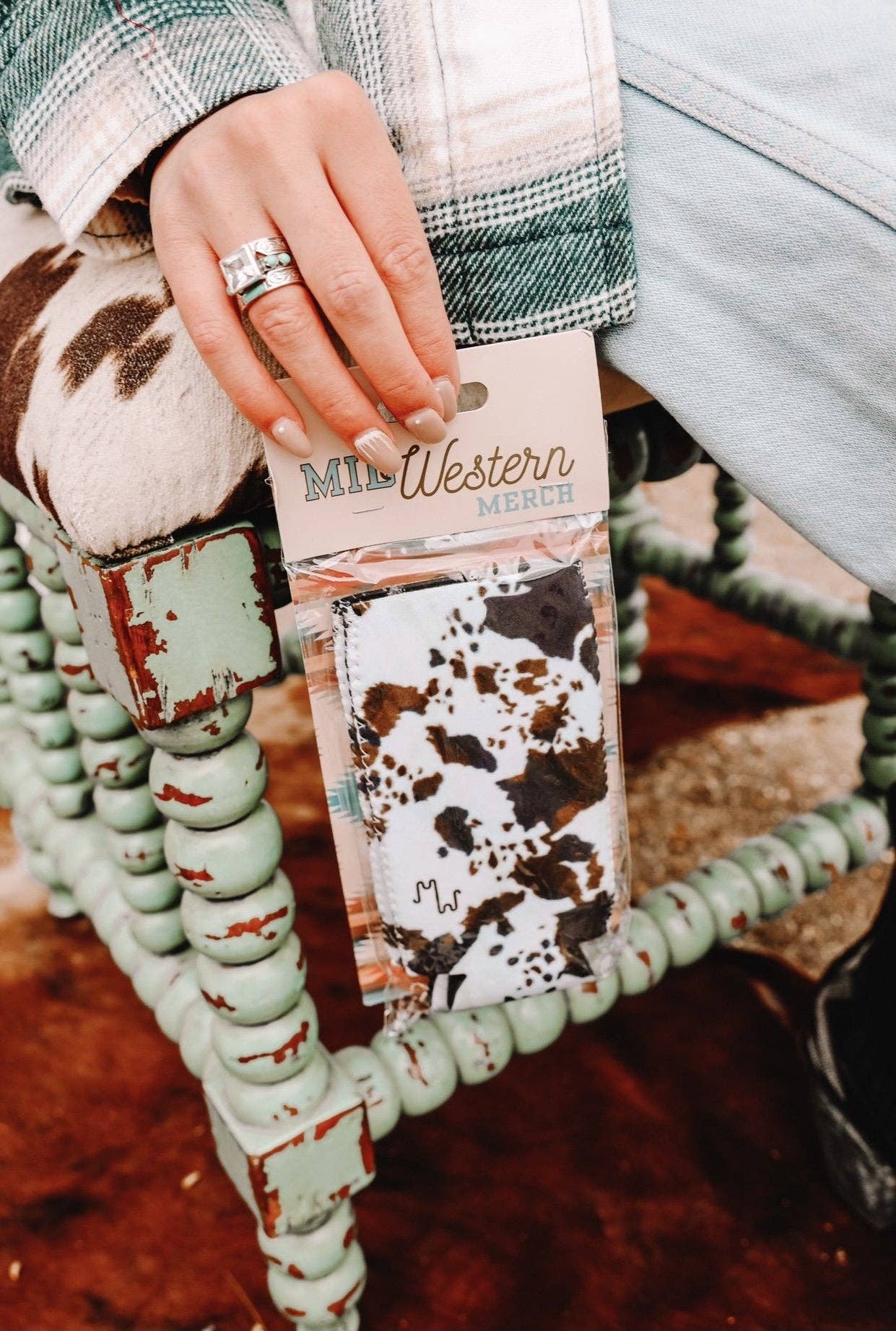 cowhide print tall koozie