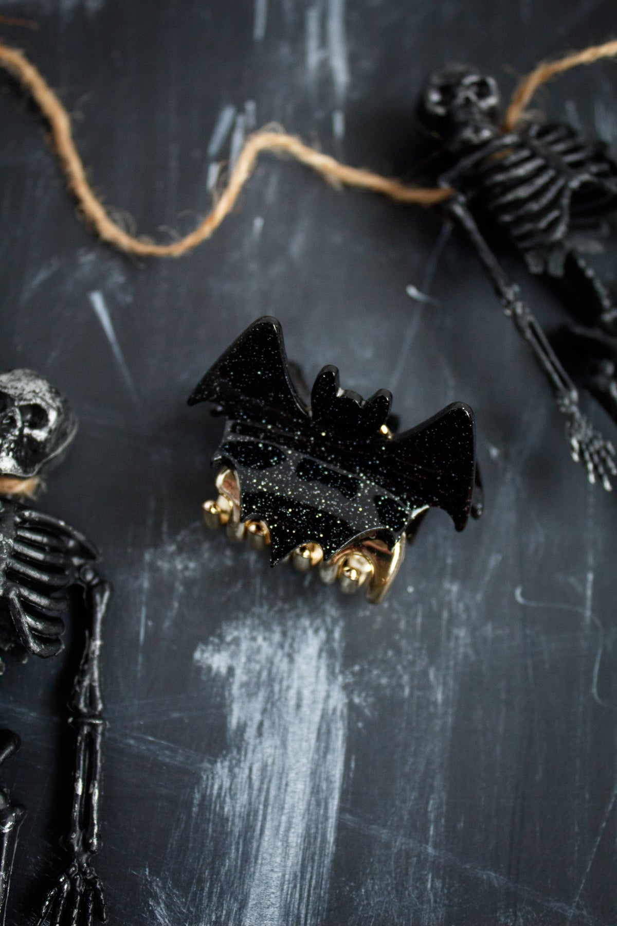 sparkle bat bow claw clip