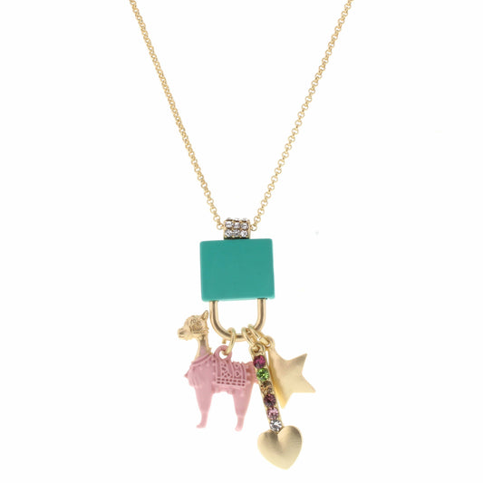 KIDS teal llama charm necklace