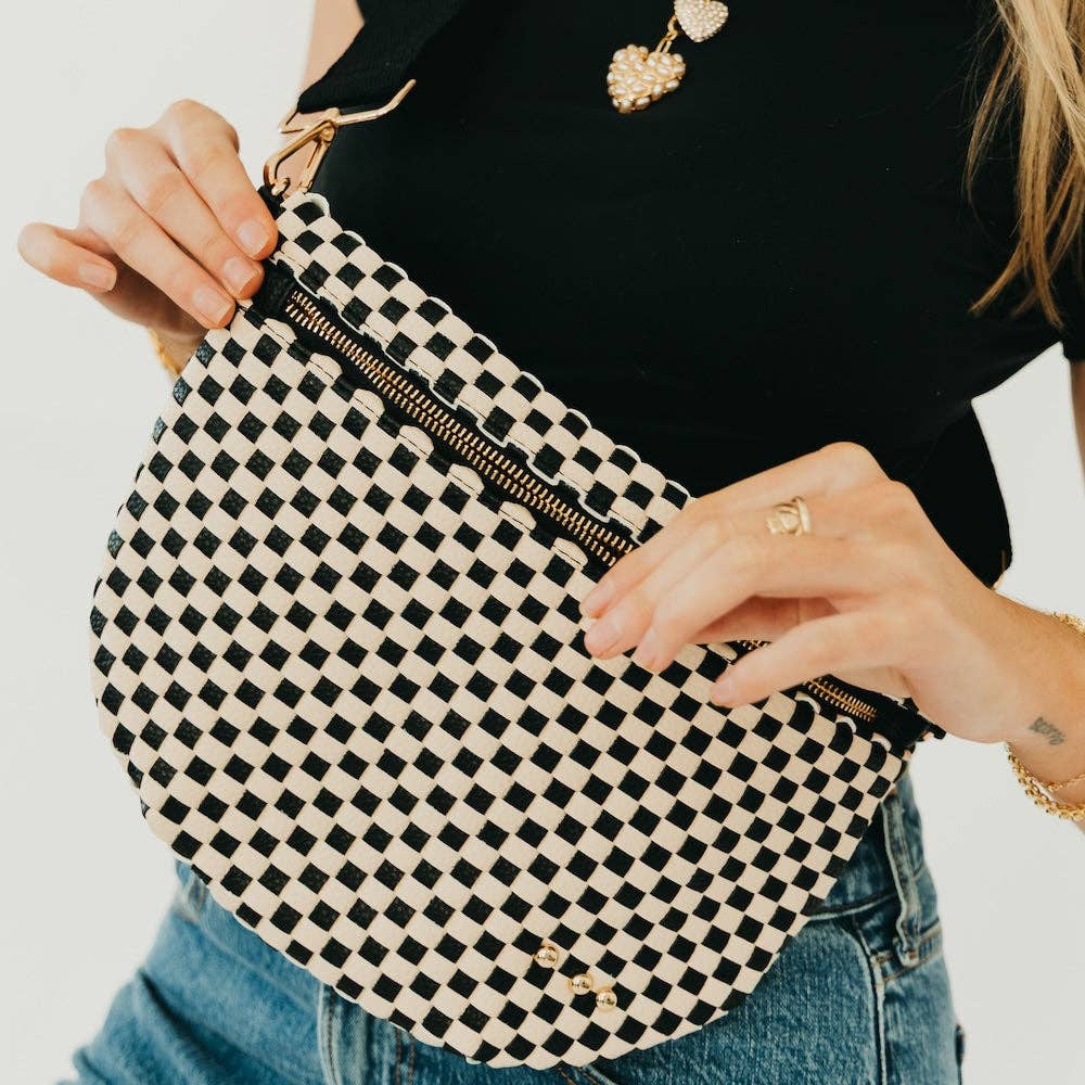 Westlyn Woven Bum Bag - Woven Checkered SKY BLUE