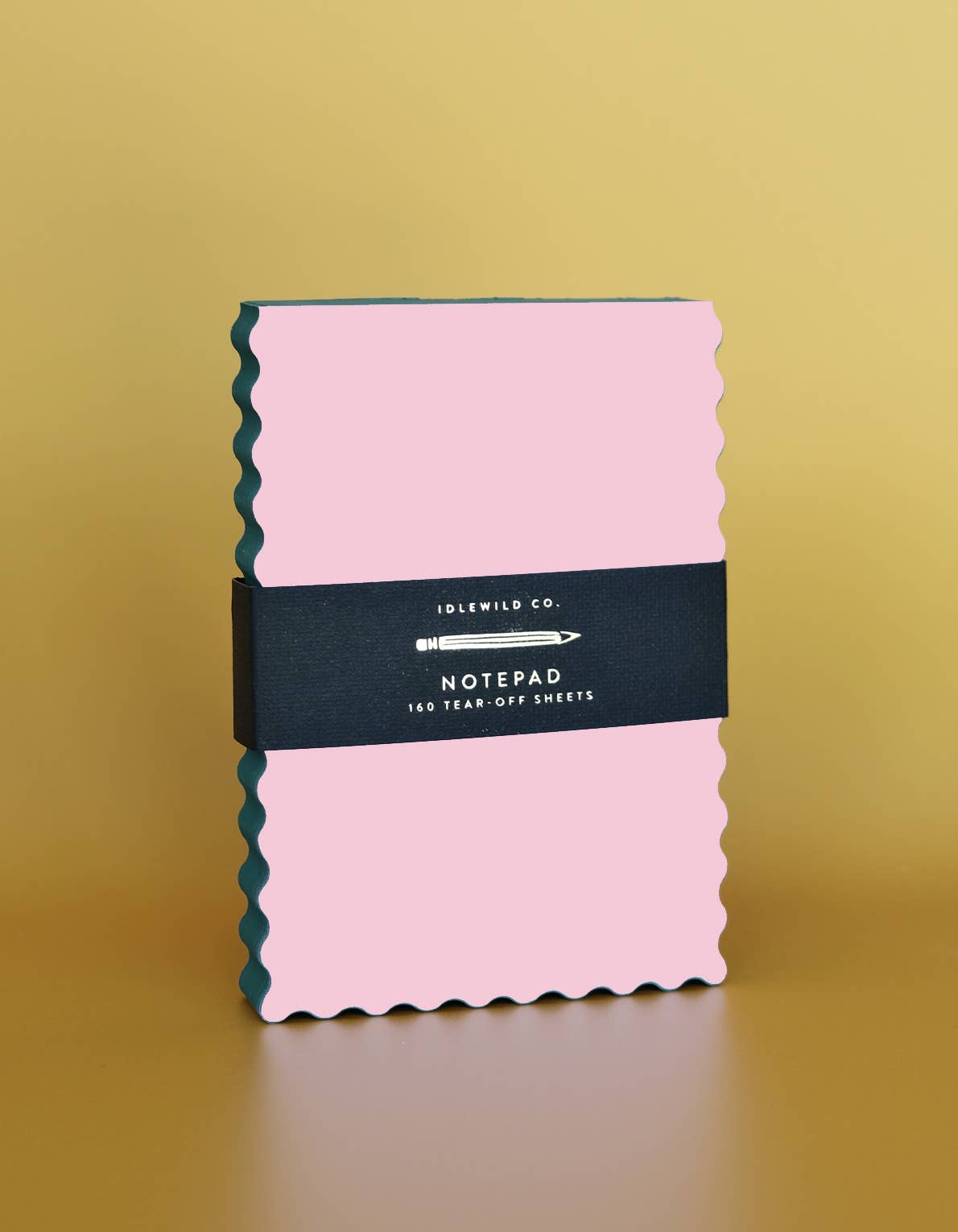 Mini Wave Shaped Notepad | Pink + Evergreen Edge