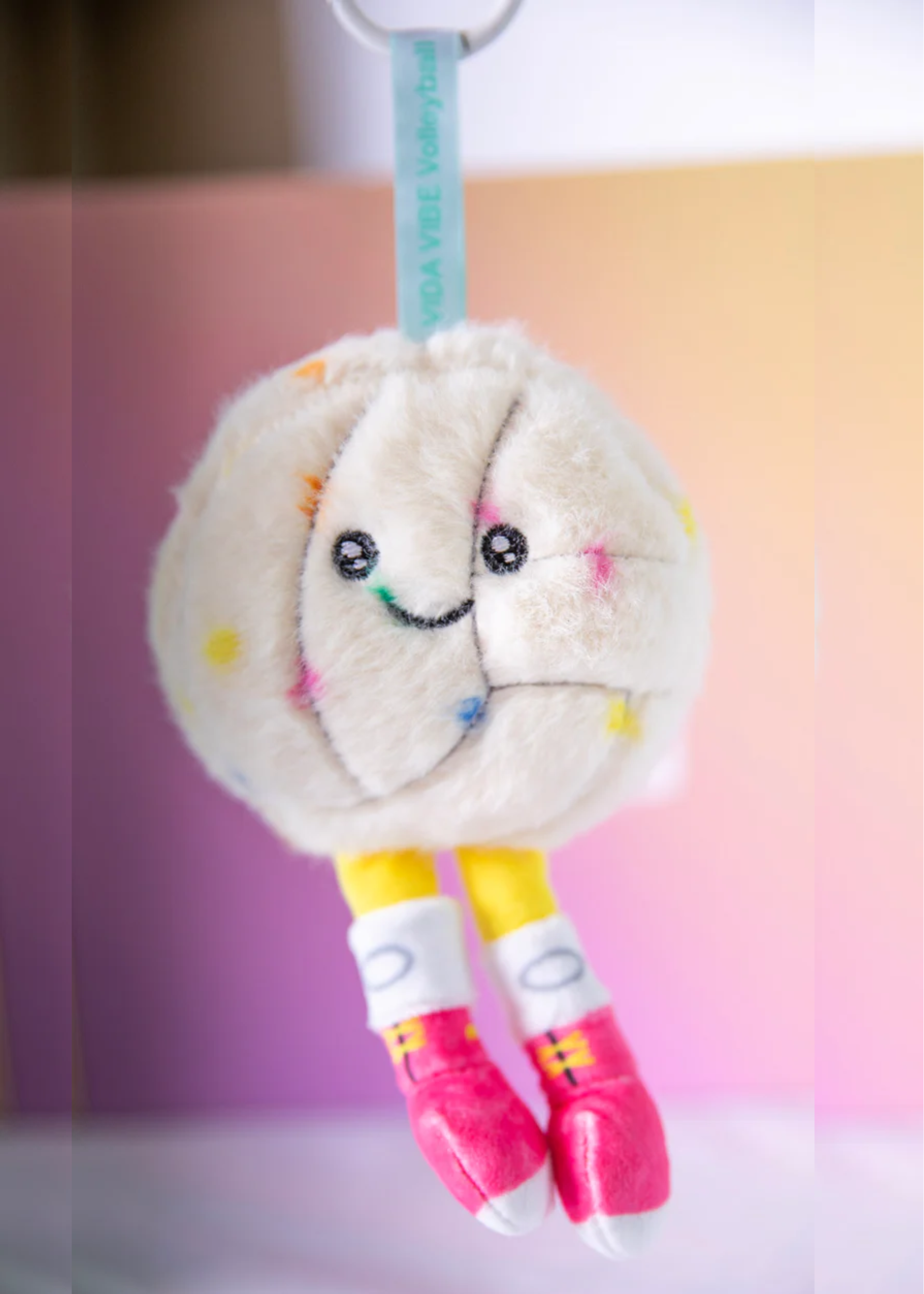 Plush Confetti Volleyball Keychain