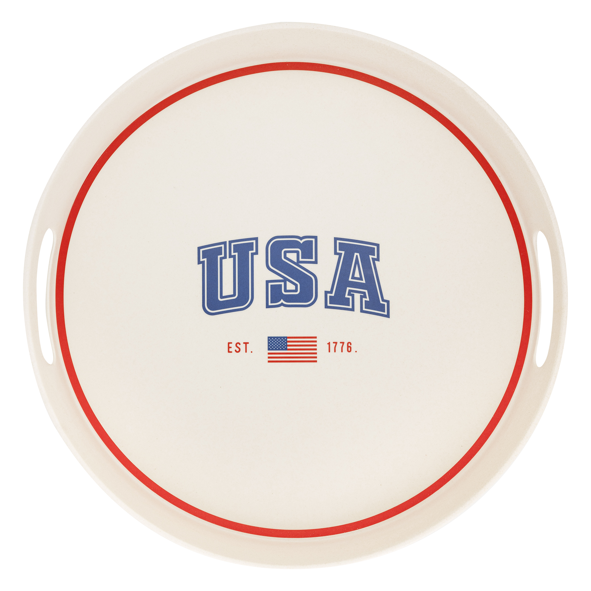 USA Round Reusable Bamboo Serving Tray