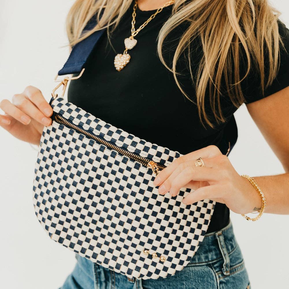 Westlyn Woven Bum Bag - Woven Checkered SKY BLUE