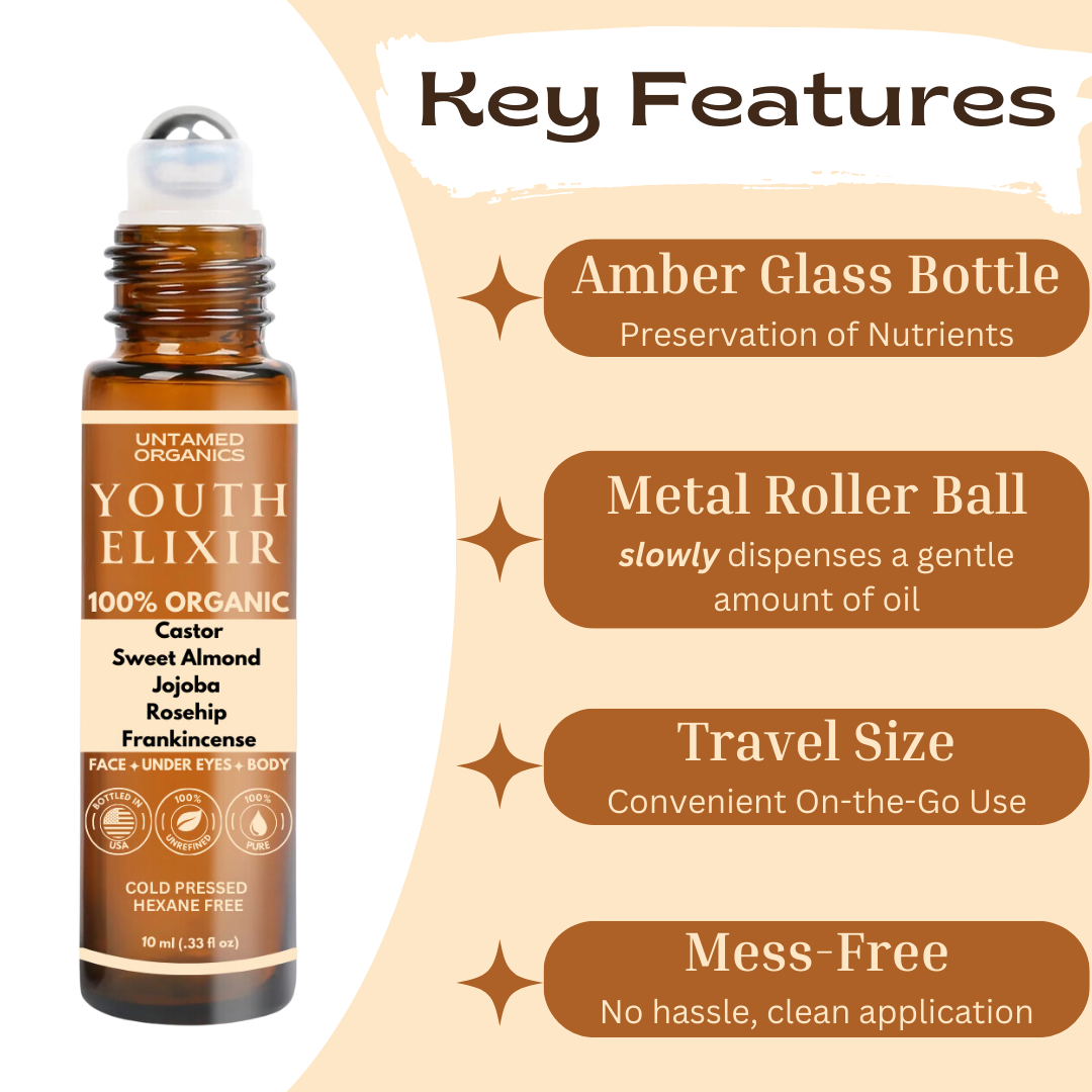 Organic Youth Elixir Oil Roller | 10 mL Glass Bottle