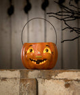 Load image into Gallery viewer, Happy Candy Corn Pumpkin Bucket Paper Mache Petite
