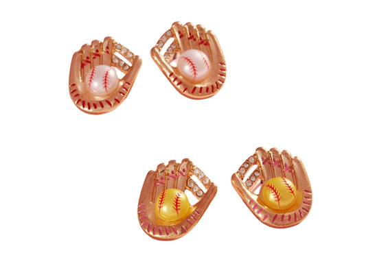 softball glove pearl earrings