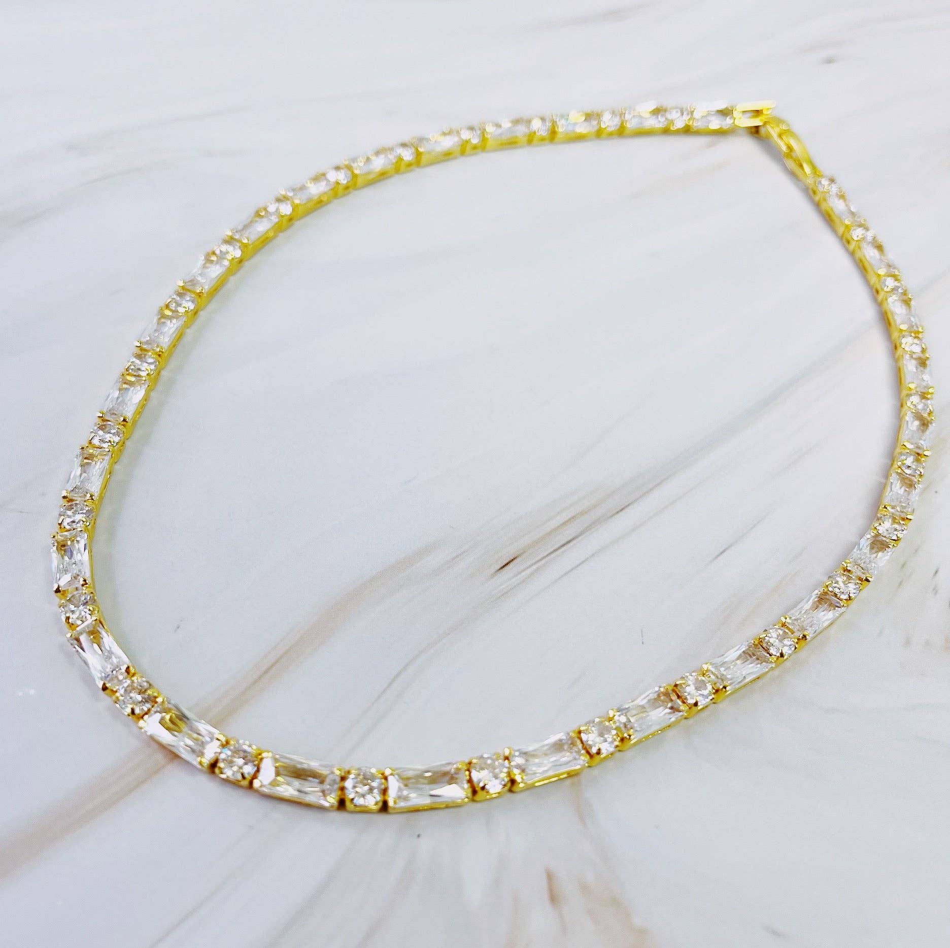 mixed shape sparkle tennis necklace
