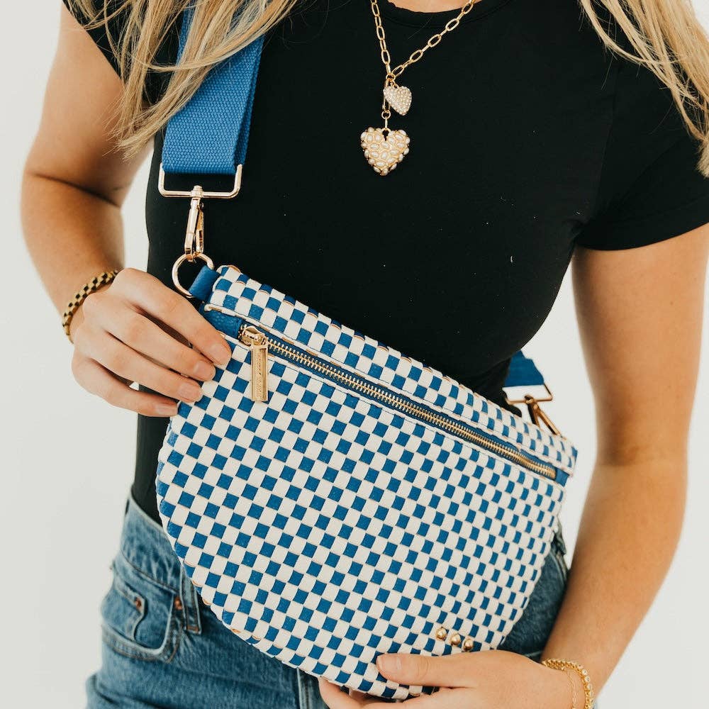 Westlyn Woven Bum Bag - Woven Checkered SKY BLUE