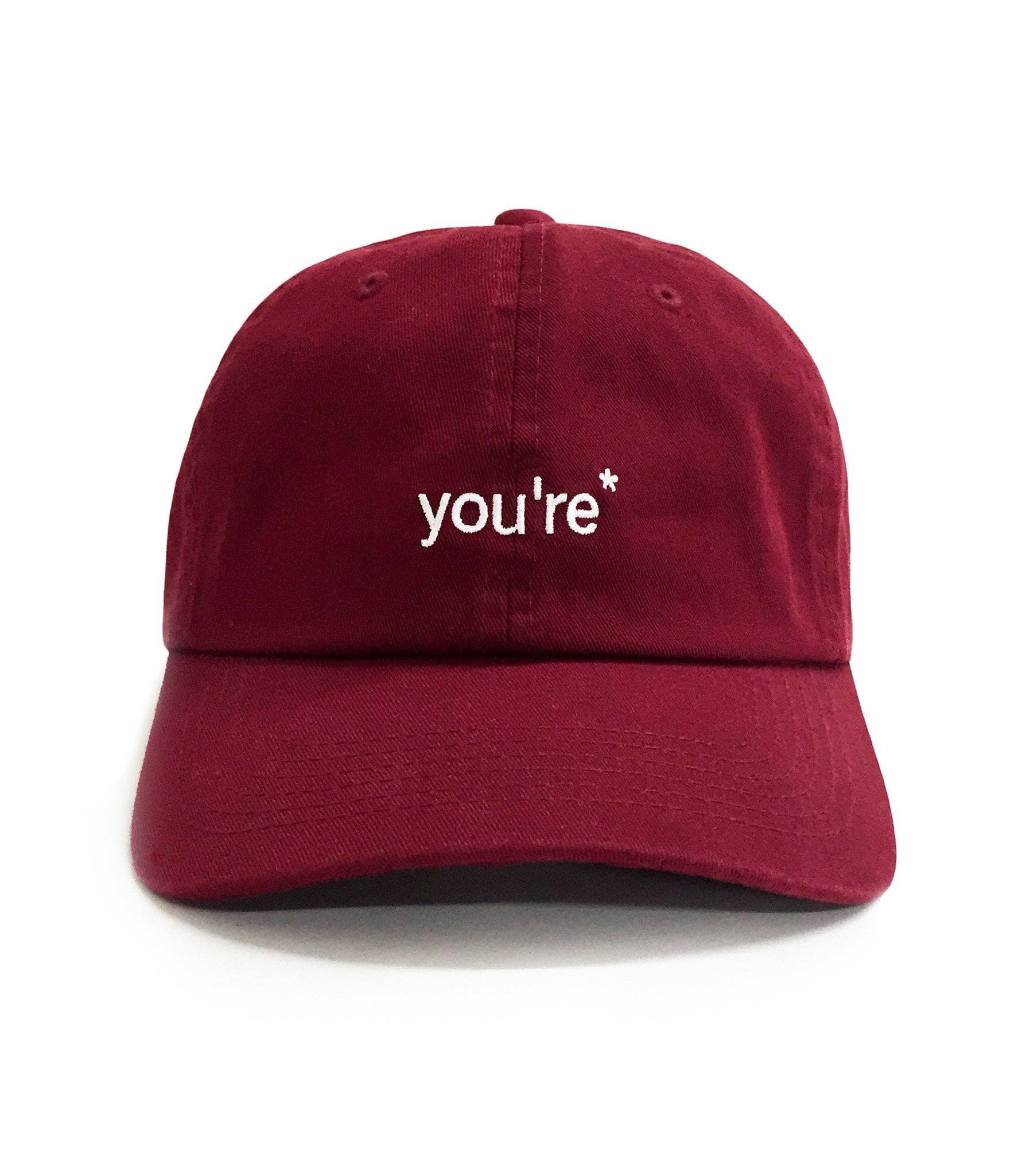 Youre Grammar Correction Embroidered Hat - Maroon Cotton